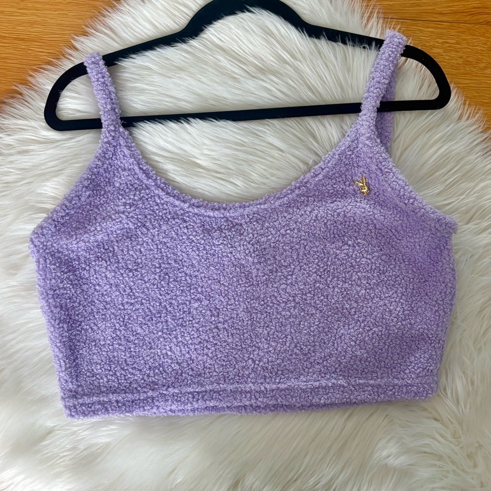 Playboy x Yandy Fuzzy Lavender Crop Top